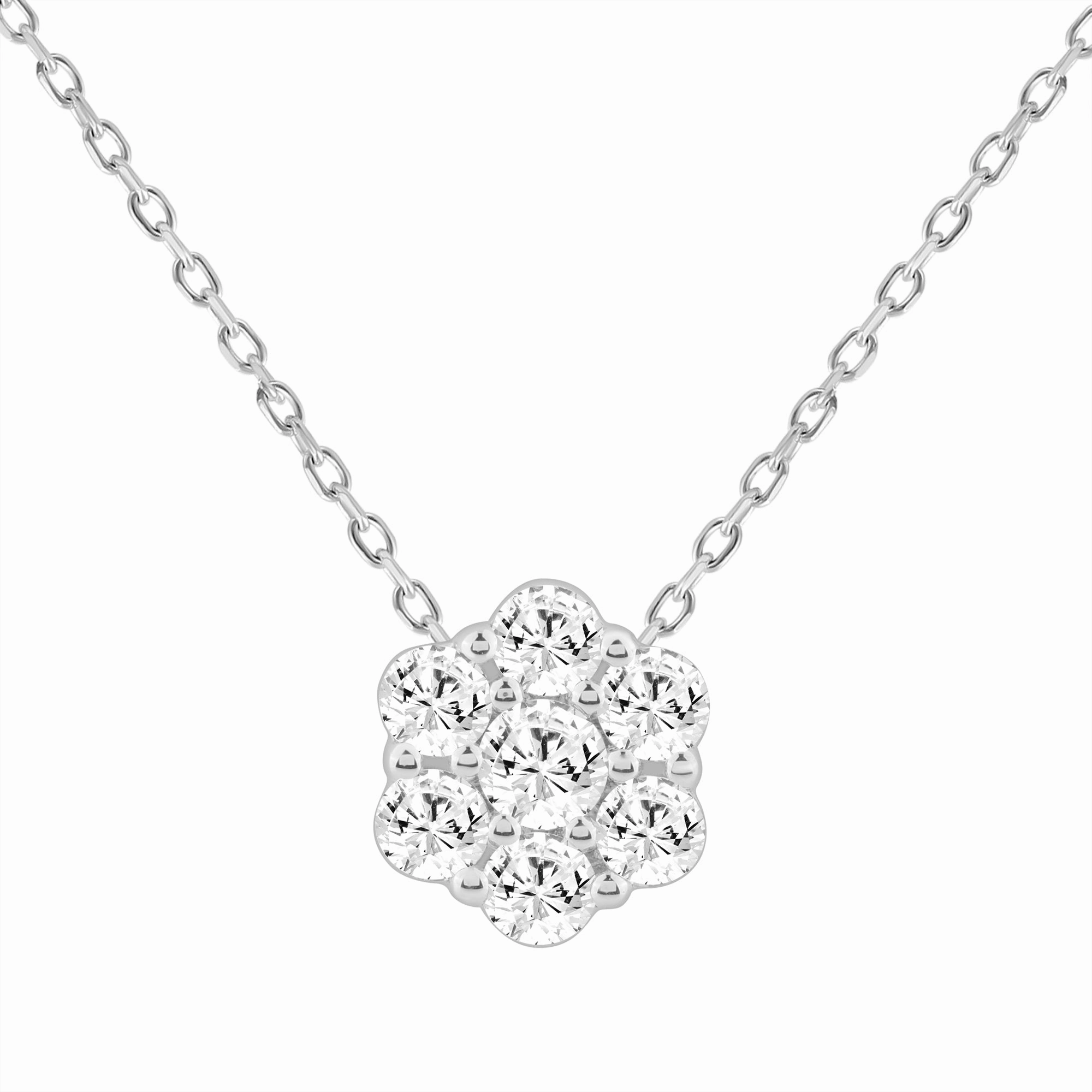 Sophisticated Gifts Sleek Style LADIES PENDANT WITH CHAIN 0.50CT ROUND DIAMOND 14K WHITE GOLD