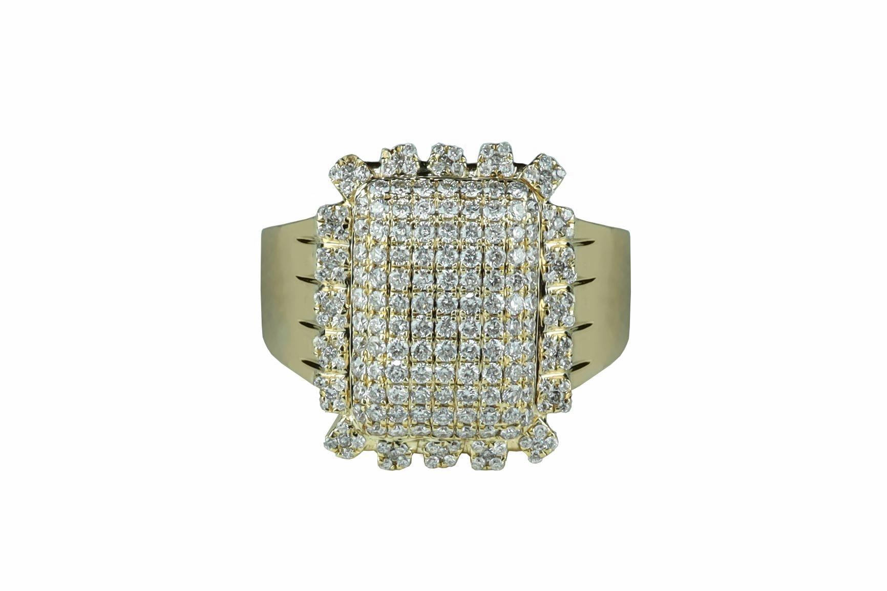 Men's Cluster Pave Diamond Ring 1.25 ctw 14k Yellow Gold Fashionable Sparkle