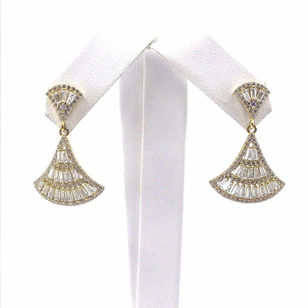 Exquisite Look Sterling Silver Micro Pave Baguette Earrings