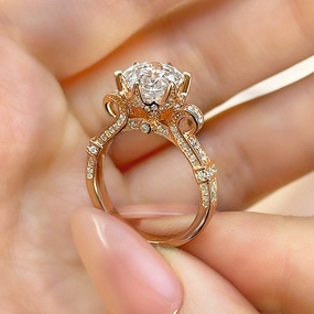 Unique Bauble Graceful Present Louily Dainty Rose-Shaped Cut Engagement Ring For Women