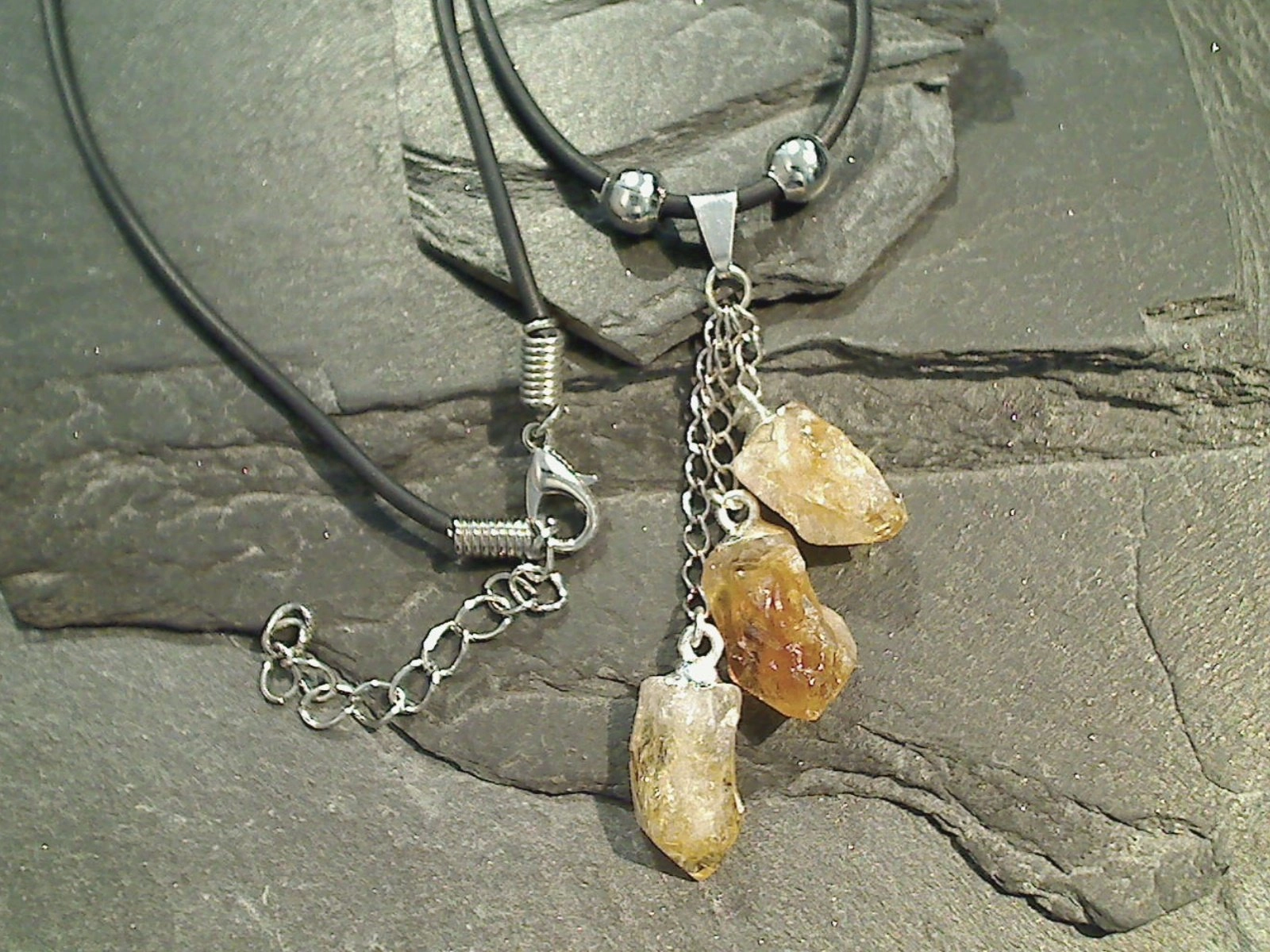 Citrine Crystal Points Necklace - Silver Plated Chic Pick
