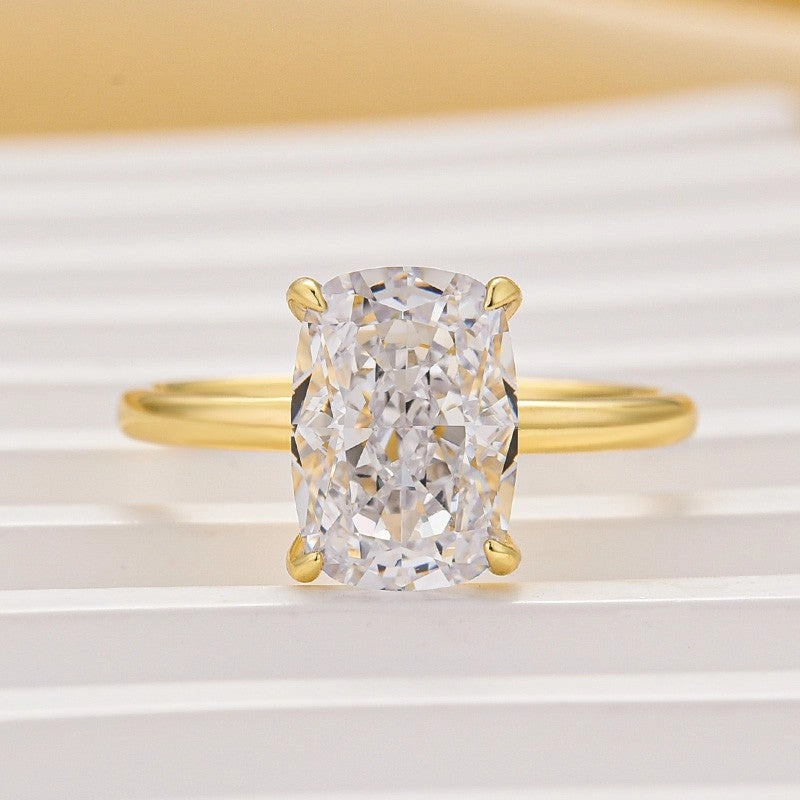 Minimalist Gift Stylish Accent Classic 3.0Ct Cushion Cut Engagement Ring Promise Ring In Sterling Silver