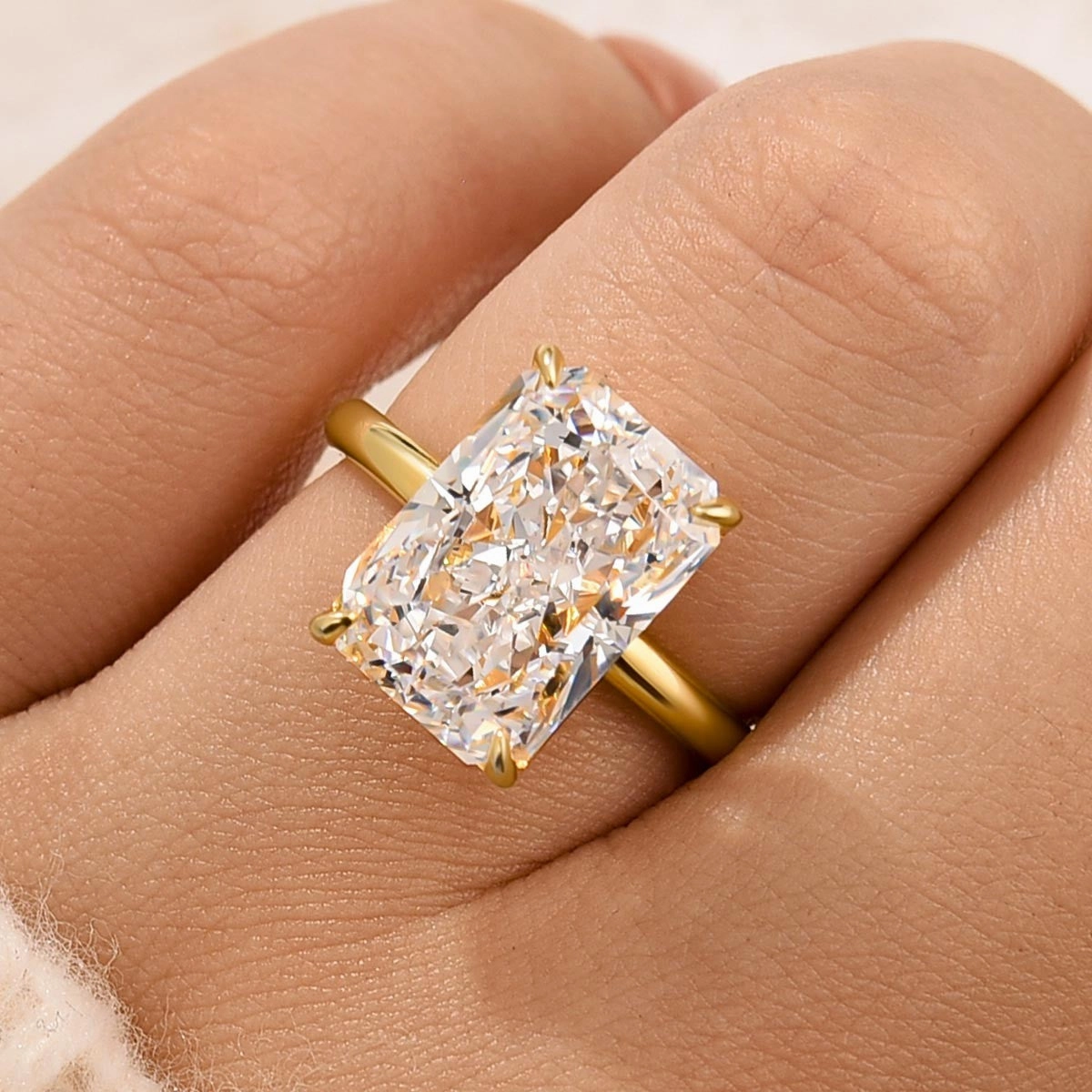 Luxury Article Classic 6.5Ct Radiant Cut Engagement Ring Travel Ring In Sterling Silver