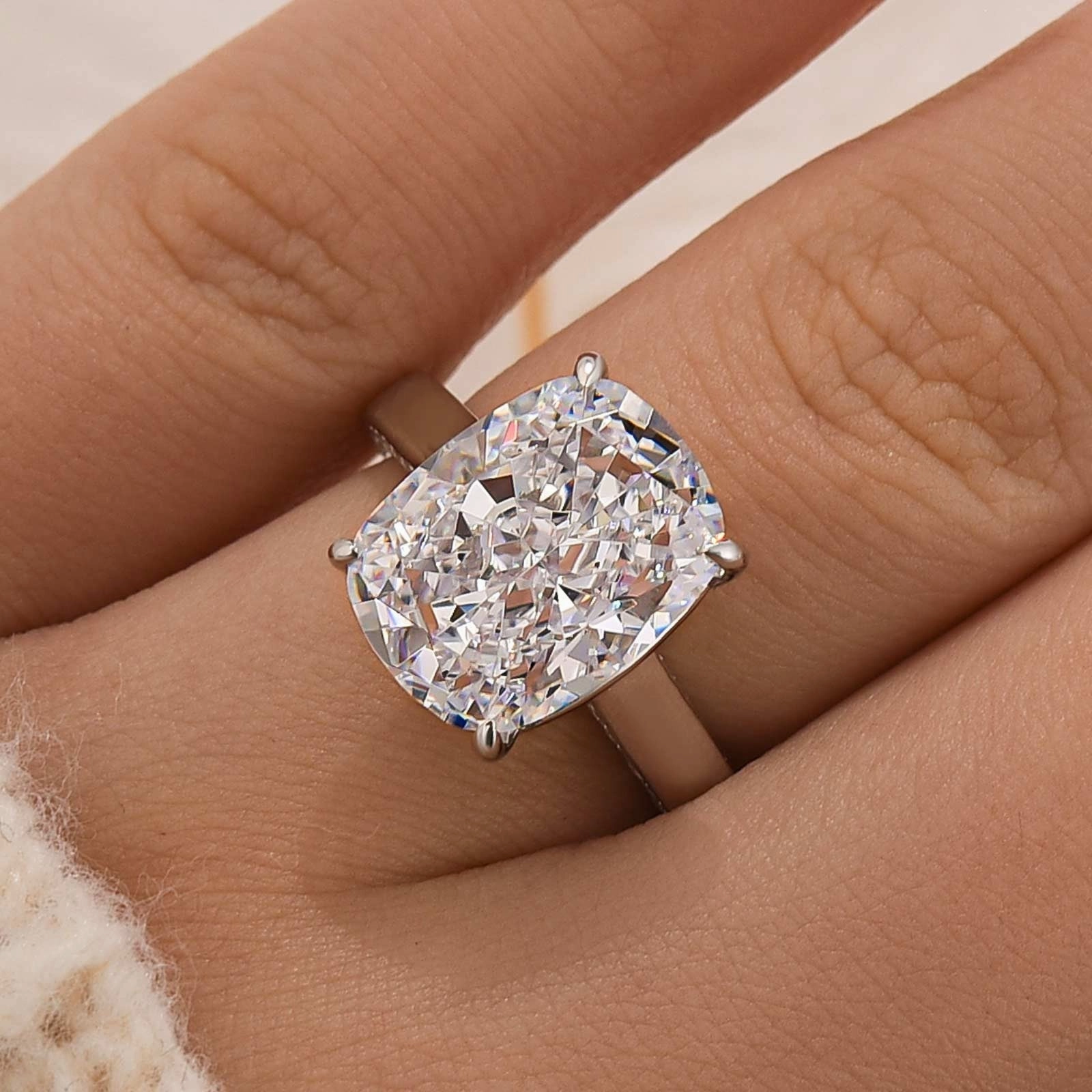 Classic 8.0Ct Cushion Cut Solitaire Engagement Ring Travel Ring In Sterling Silver Chic Gift Minimal Proportion