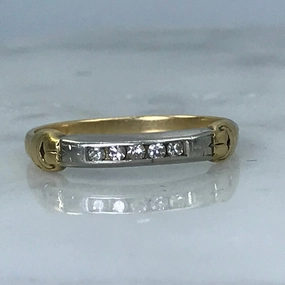 Diamond Wedding Band. 14K Gold. April Birthstone. 10th Anniversary Gift. Stacking Ring. Day To Night