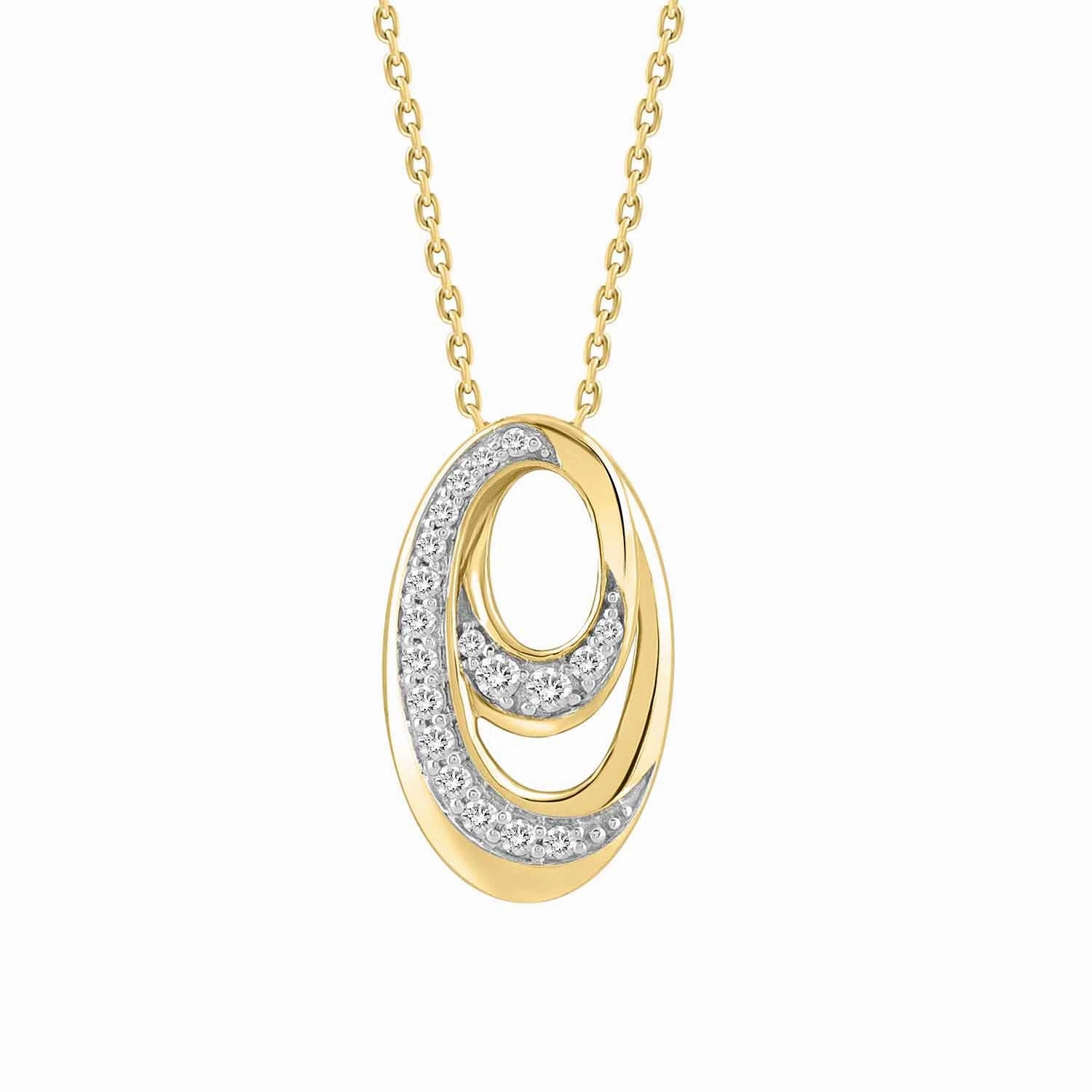 Subtle Detail LADIES PENDANT WITH CHAIN 0.16CT ROUND DIAMOND 14K YELLOW GOLD