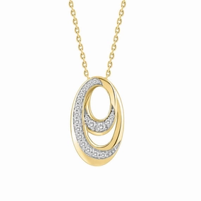 Subtle Detail LADIES PENDANT WITH CHAIN 0.16CT ROUND DIAMOND 14K YELLOW GOLD