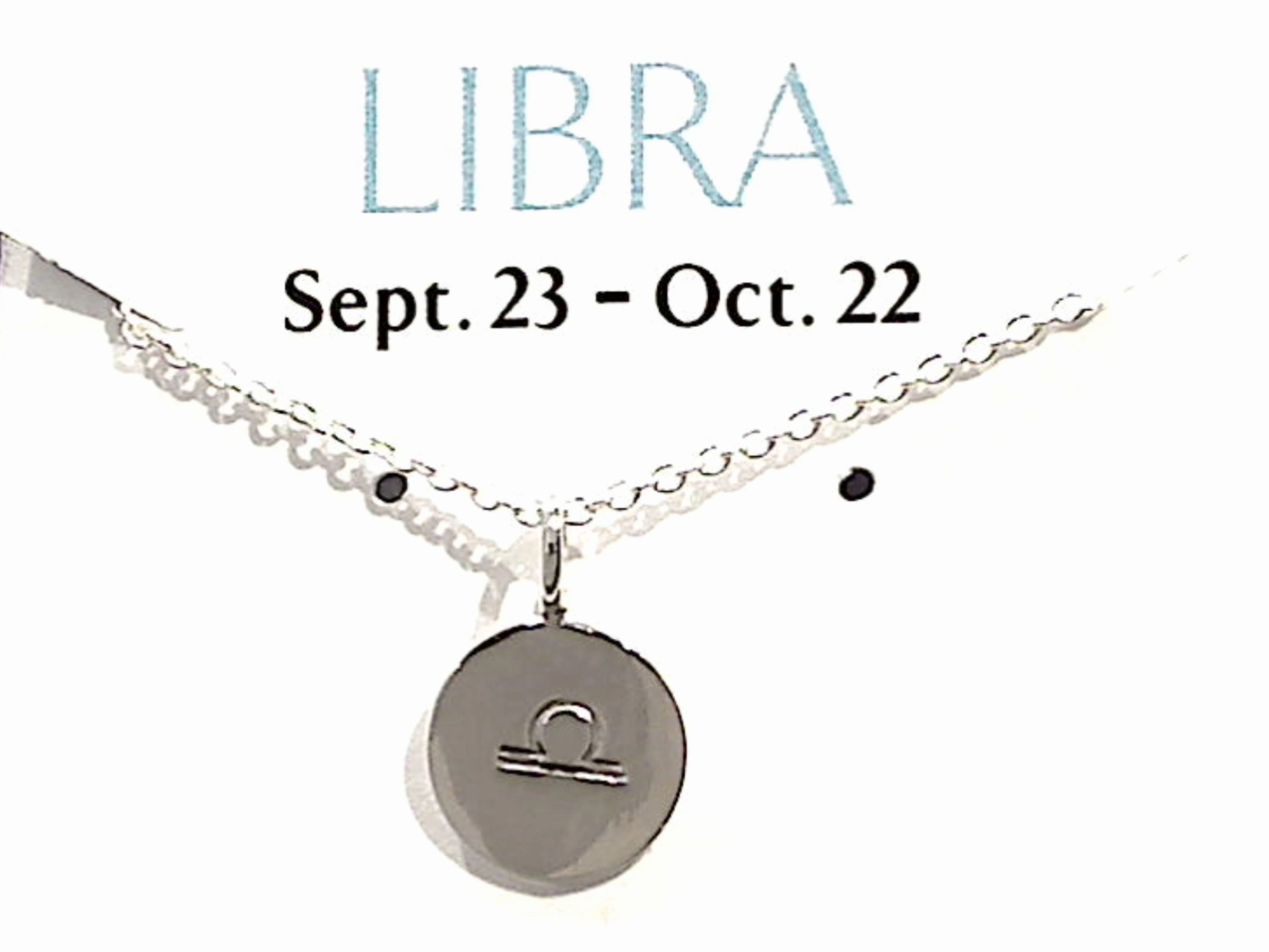 16" - 18" Sterling Silver Libra Zodiac Necklace Luminous Sparkle