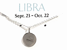 16" - 18" Sterling Silver Libra Zodiac Necklace Luminous Sparkle