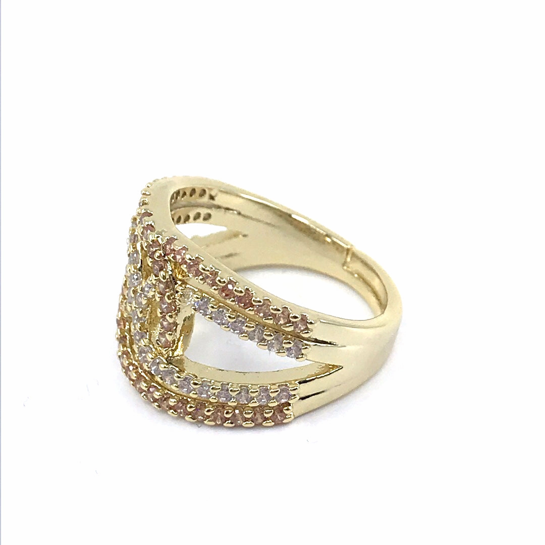 Gold Plated Design Ring Classic Sparkle Shimmering Form