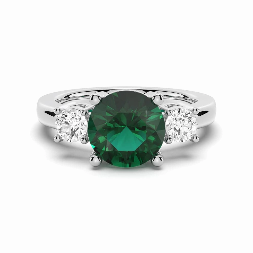 1.5 CT. Classic Three Stone  Emerald and White Sapphire Ring Urban Accent Casual Outfit