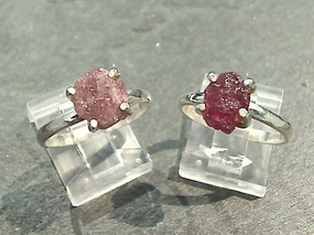 Sculpted Sparkle Cozy Layers Size 6 Rough Cut Pink Tourmaline, Sterling Silver Ring