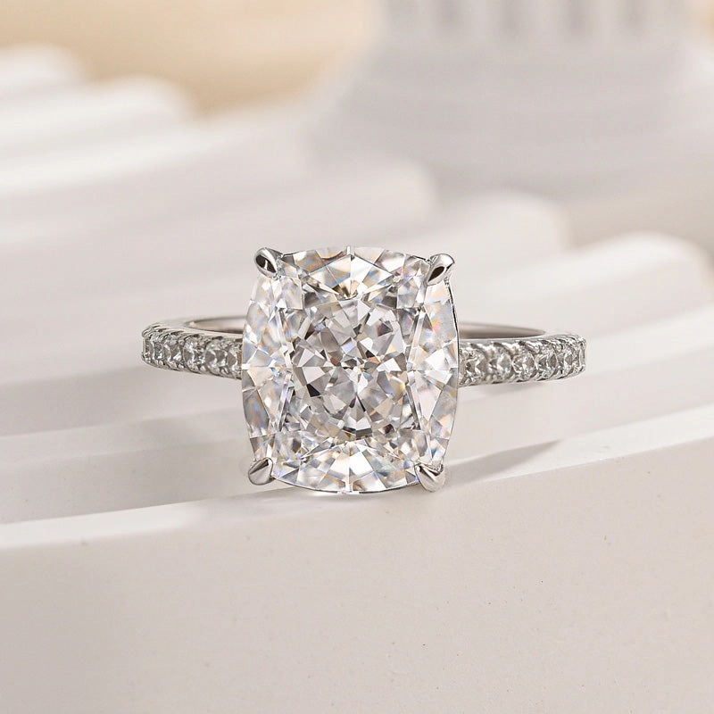 Durable Article Louily Exclusive Cushion Cut Women's Engagement Ring In Sterling Silver