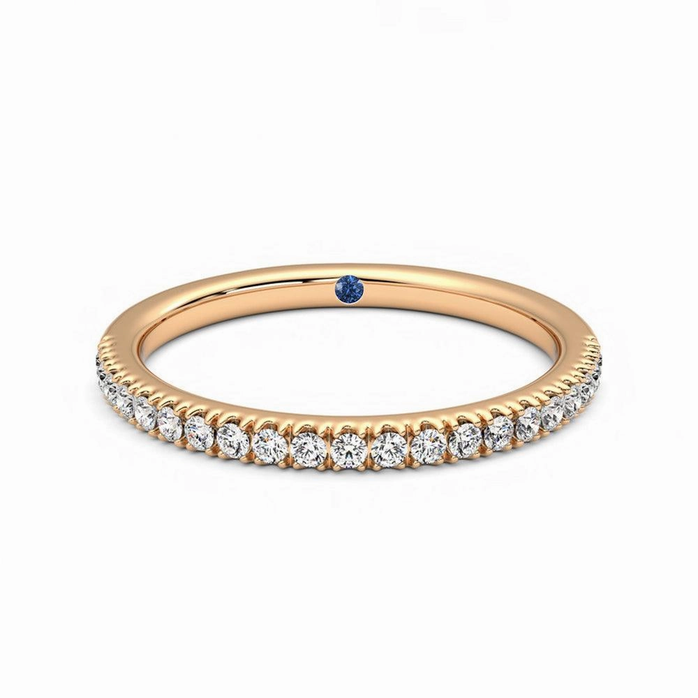 Classic Pav?? Moissanite Wedding Band with Anniversary Stone Accent Delicate Symbol