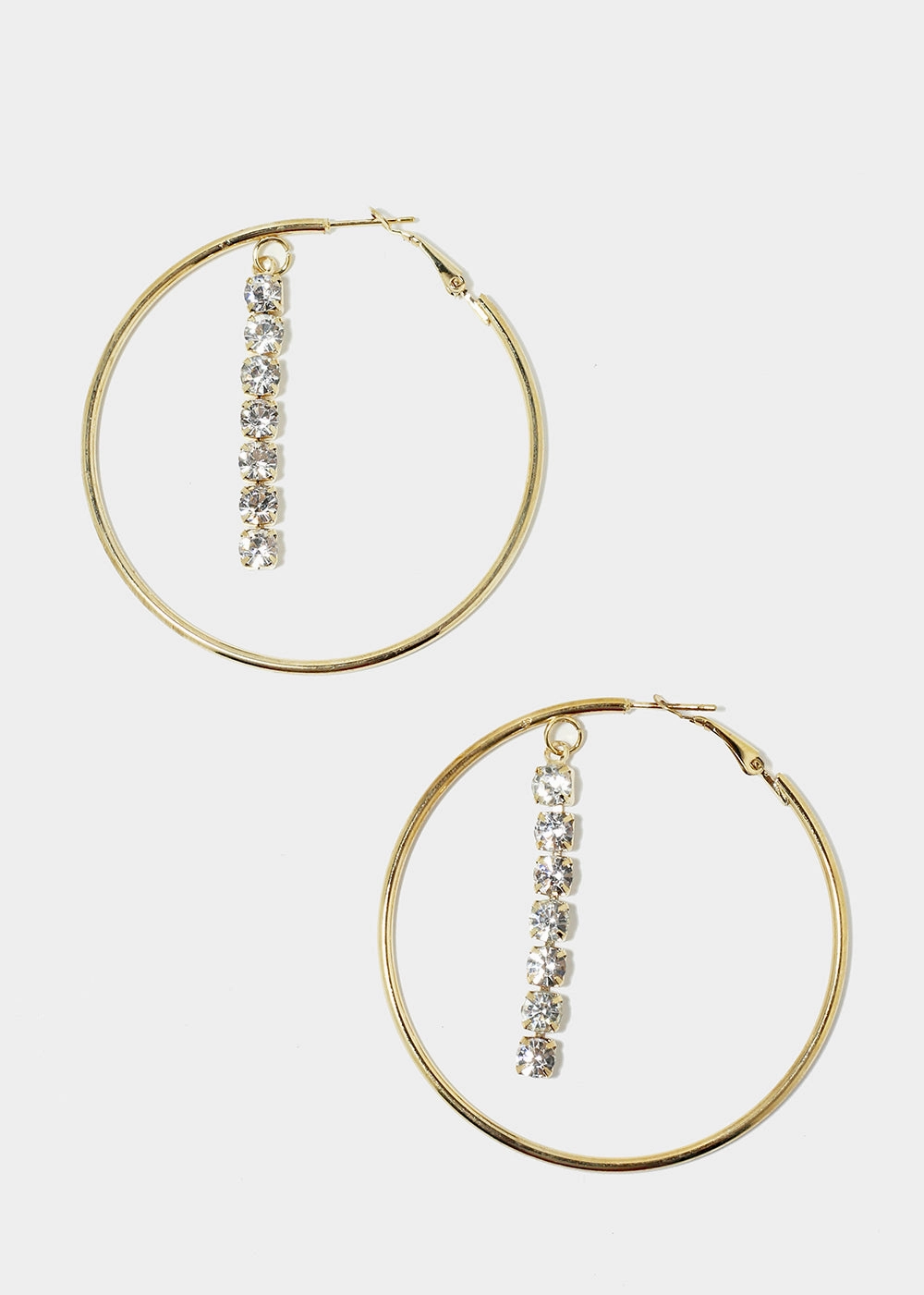 Cocktail Hour Distinctive Accent Rhinestone Dangle in Hoop Earrings