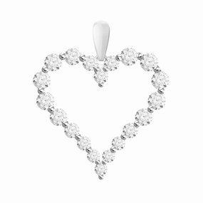 LADIES HEART PENDANT WITH CHAIN 0.50CT ROUND DIAMOND 10K WHITE GOLD Modern Line Smart Casual