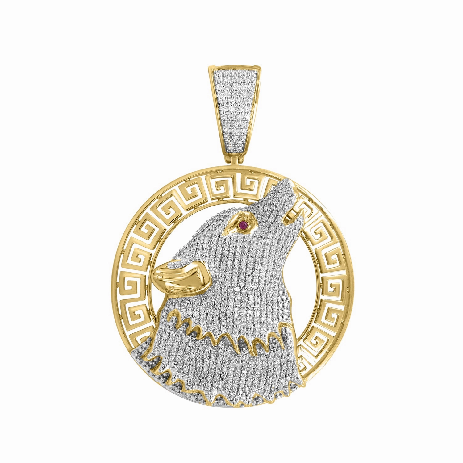 Sophisticated Shine Pieces Polished Piece MEN'S CHARM PENDANT 1.00CT ROUND/RUBY DIAMOND 10K YELLOW GOLD