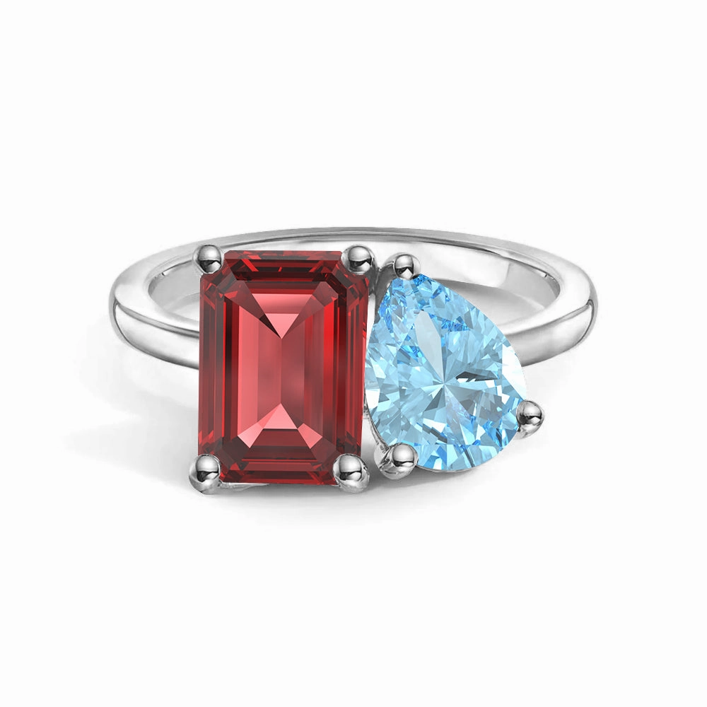 Toi et Moi Personalized Ruby Birthstone Anniversary Ring Timeless Wardrobe