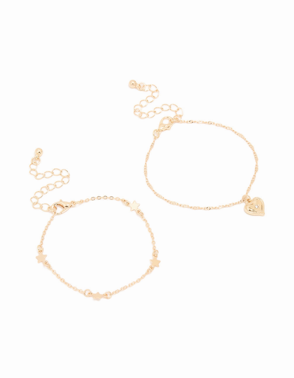 Happy Ending Gold Heart & Star Bracelets 2-Pack