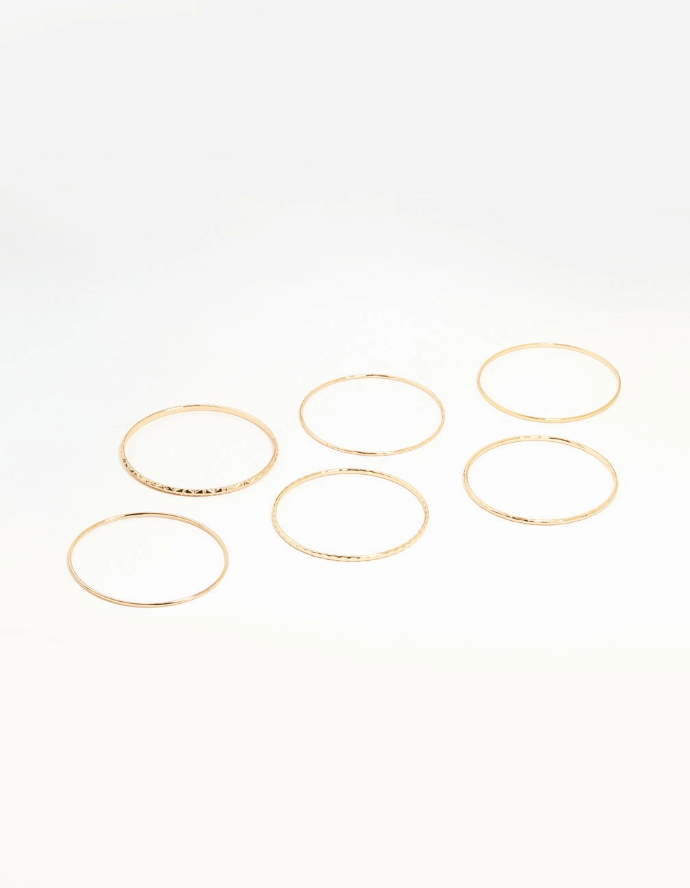 Gold Textured Thin Bangles 6-Pack Friendship Bond