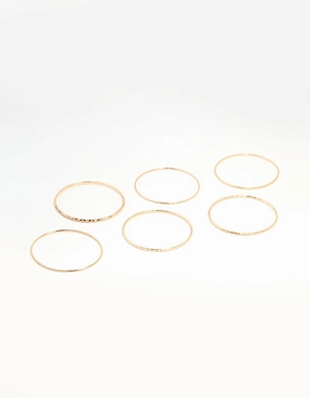 Gold Textured Thin Bangles 6-Pack Friendship Bond