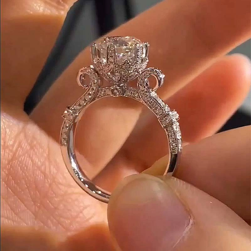 Moissanite 2.0 Carat Engagement Ring Promise Ring For Women Gentle Balance