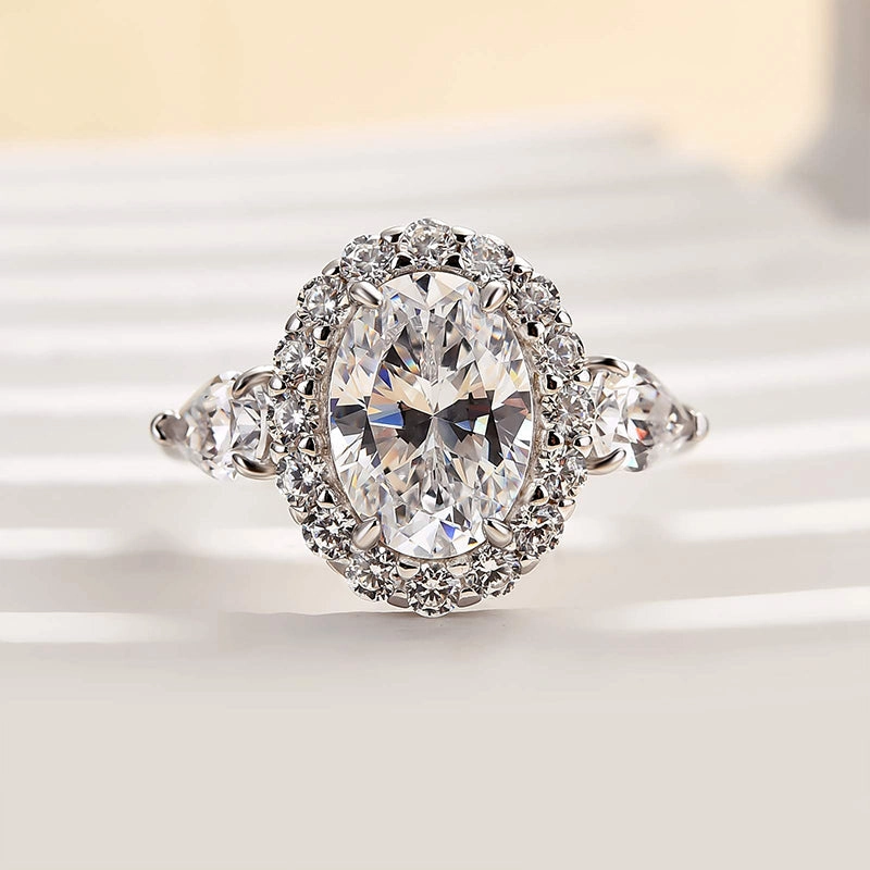 Louily Timeless Halo Oval Cut Engagement Ring For Women HighEnd Mark Fine Work