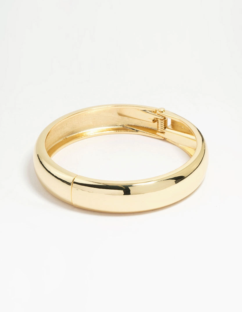 Gold Plated Smooth Hinged Bangle Emerald Rank Permanent Amalgamations