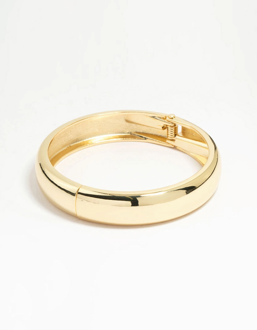 custom design Essential Element Gold Plated Smooth Hinged Bangle