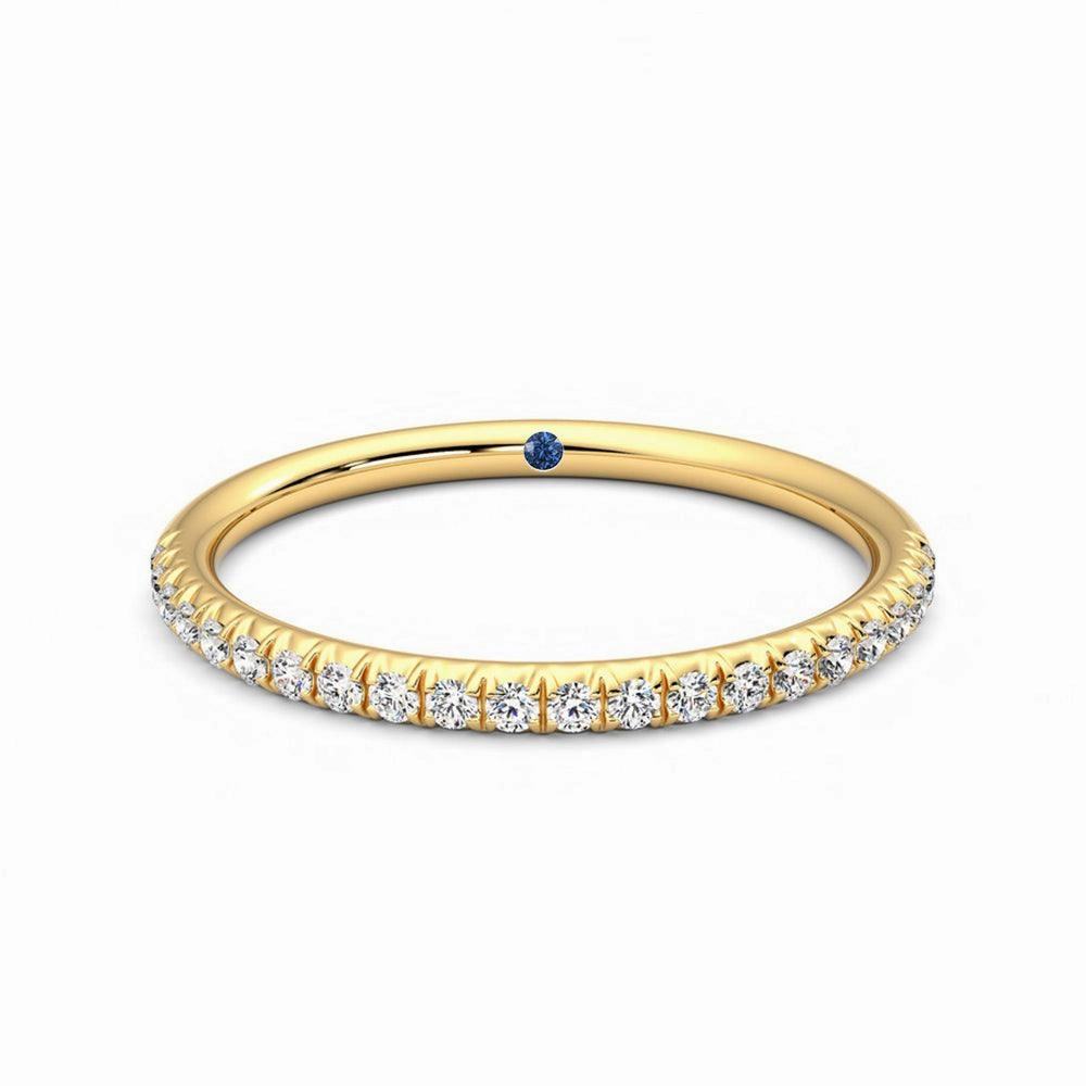 Half Eternity Pav?? Set Moissanite Wedding Band with Anniversary Stone Accent Vibrant Accent