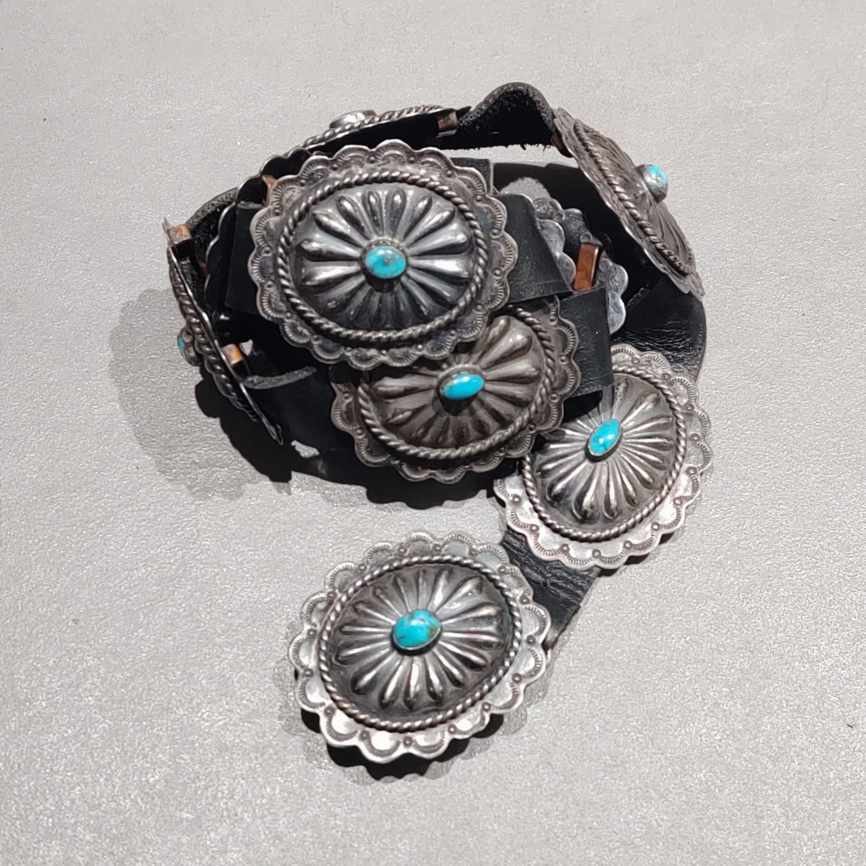 Concho Belt - Turquoise Sterling Oval - Handmade Native American Vivid Sparkle Formal Layer