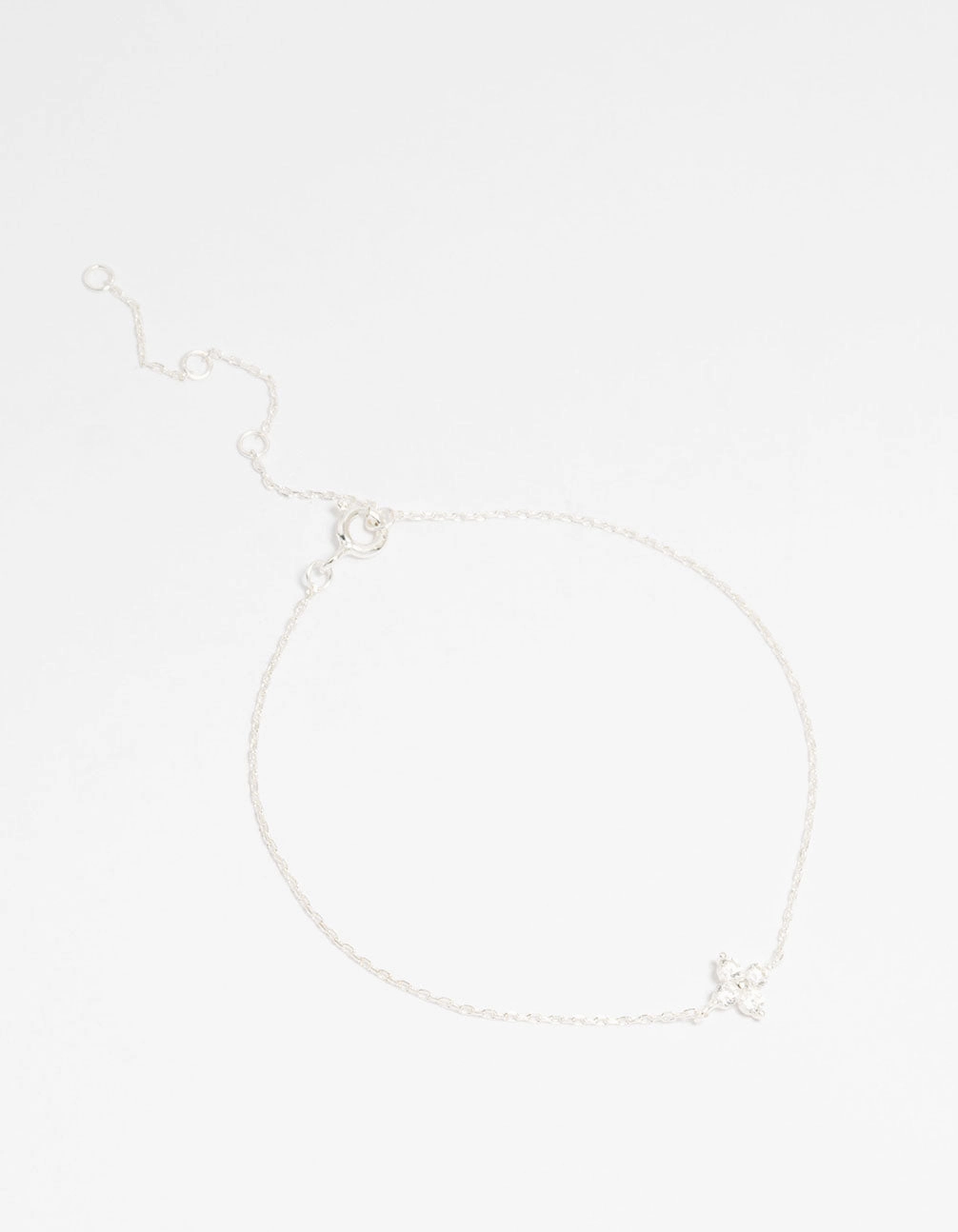 Sterling Silver Cubic Zirconia Micro Flower Bracelet Minimal Form Luxury Outfit