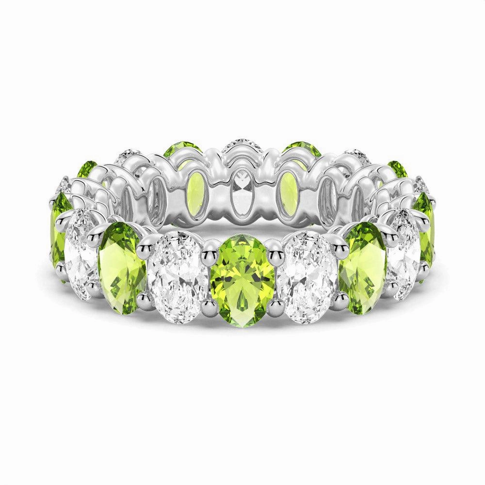 Formal Fashion 6.6 CT. Lab Grown White Sapphire with Green Peridot Gemstone Band