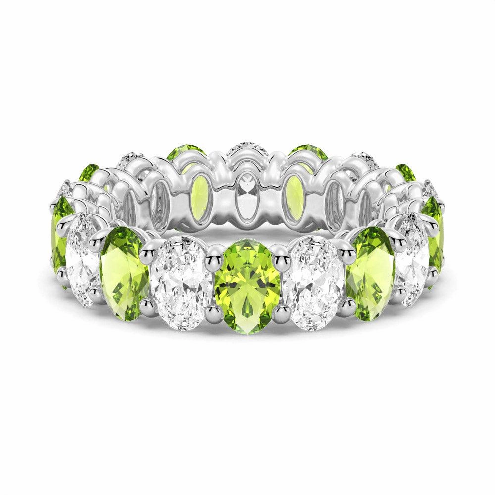 Lightweight Item Wonderful Product 6.6 CT. Lab Grown White Sapphire with Green Peridot Gemstone Band