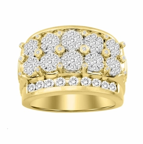 MEN'S RING 2.00CT ROUND DIAMOND 10K YELLOW GOLD Layered Combo Polished Layer