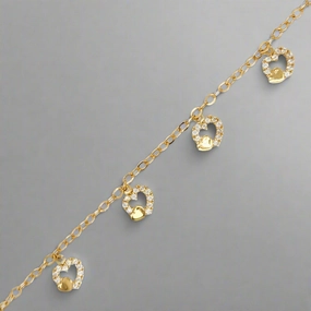 Seasonal Shine 14k Gold Hanging CZ Hearts Children's Bracelet