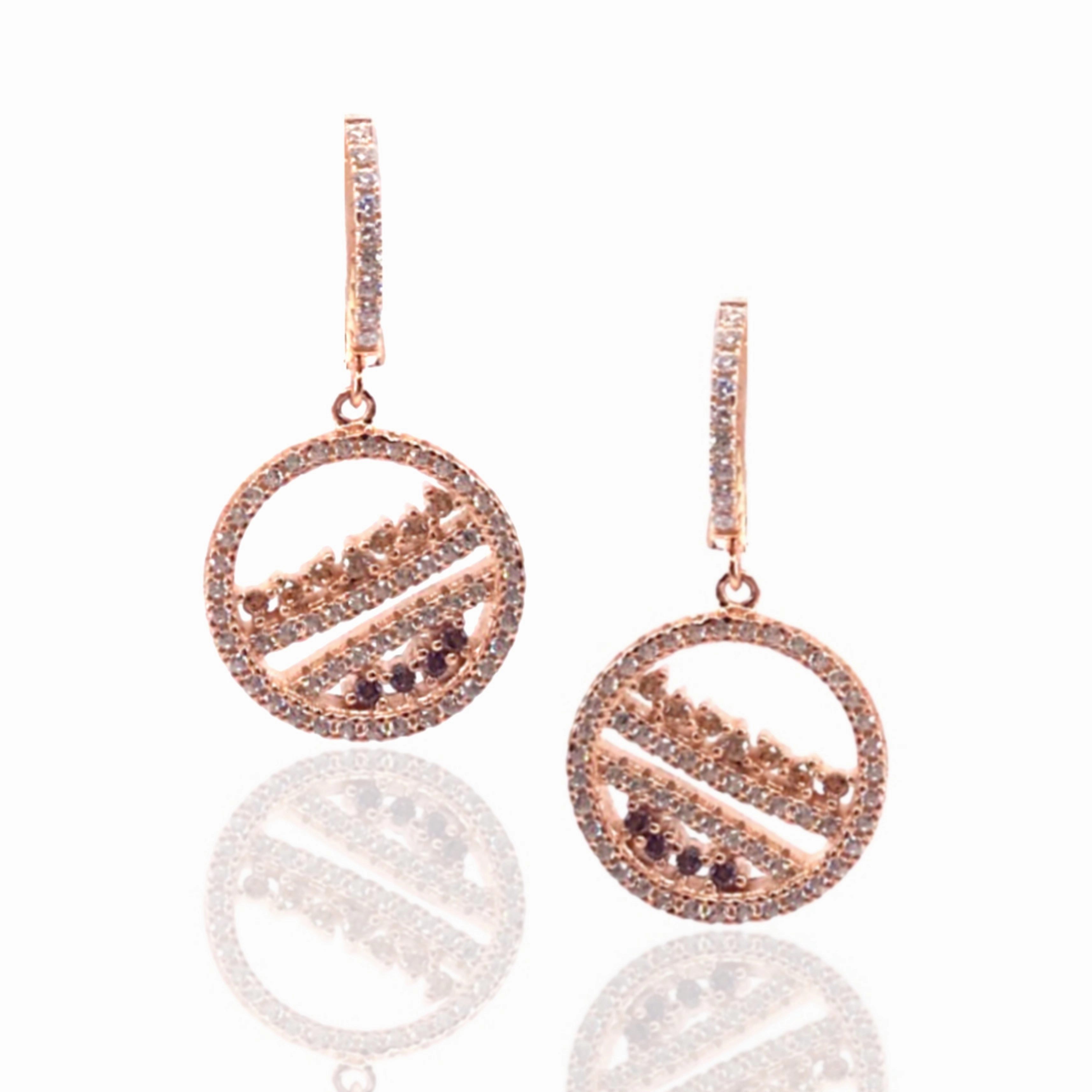 Formal Style Rose Gold Plated Sterling Silver Circle Earrings