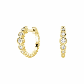 Elegant Gifts Soft Glimmer Lab Grown Diamond Five Stone Beaded Hoop Earrings