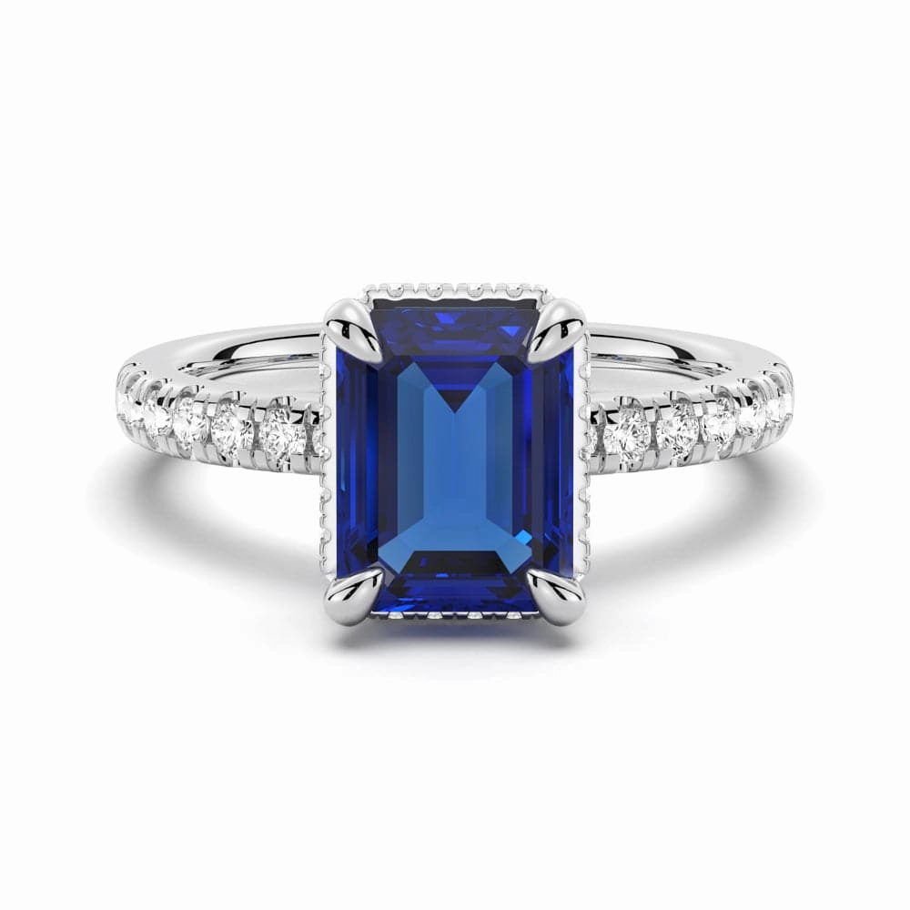 Artisan Touch Weekend Look Emerald Cut Blue Sapphire and White Sapphire Ring