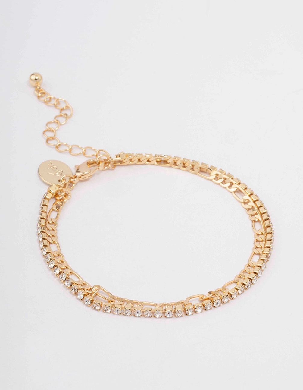 Gold Plated Brass Double Chain & Crystal Bracelet Spiritually Fulfilling