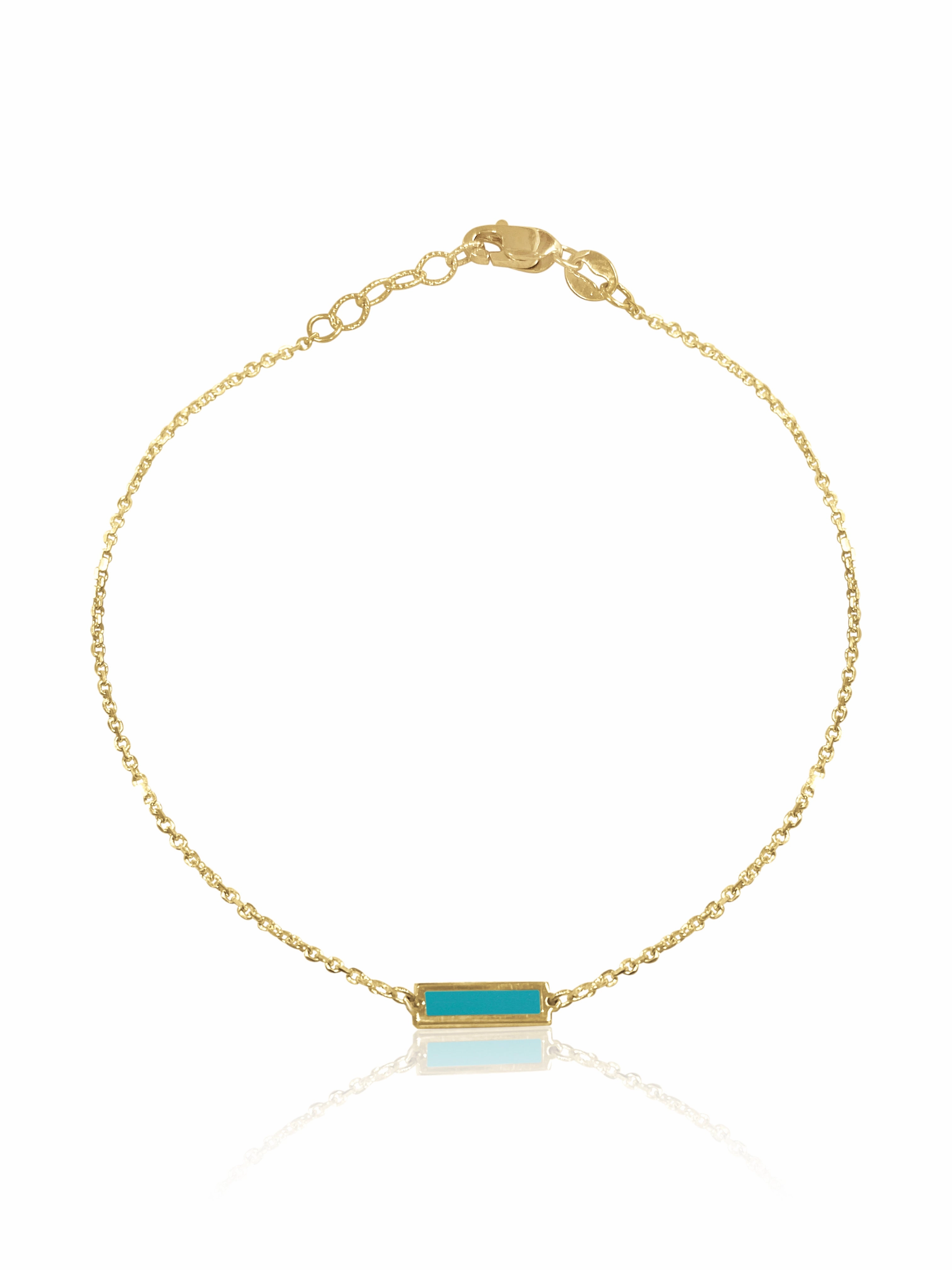 14K Gold Turquoise/Mother Of Pearl Bar Bracelet Teamwork Result Commendable Combinations