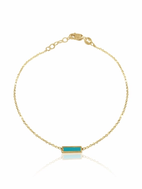 14K Gold Turquoise/Mother Of Pearl Bar Bracelet Teamwork Result Commendable Combinations