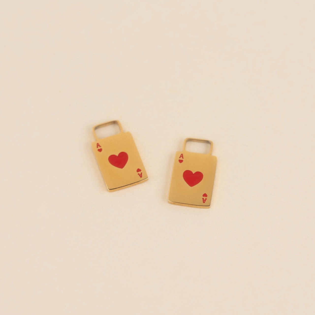 Stylish Sparkle Ace of Hearts Chunky Huggie Hoop Charms