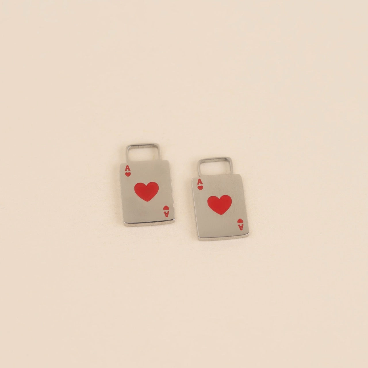 Ace of Hearts Chunky Huggie Hoop Charms Fine Detail