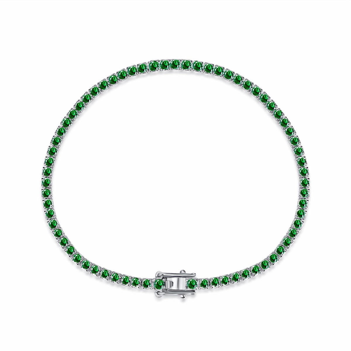 Rhodium Plated Sterling Silver Colorful CZ Tennis Bracelet Radiant Surface