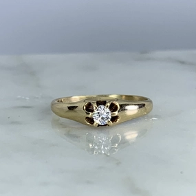 Copy of Vintage Diamond Engagement Ring. 14k Yellow Gold. Promise Ring. 10 Year Anniversary. Perfect Fit
