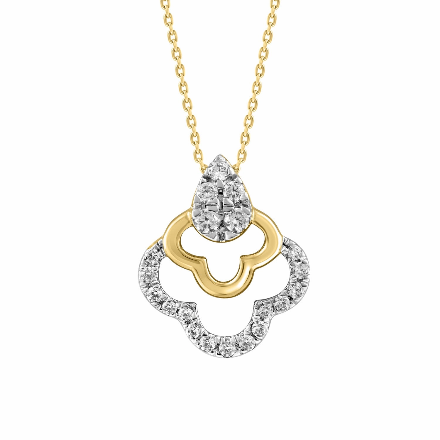 LADIES PENDANT WITH CHAIN 0.13CT ROUND DIAMOND 14K YELLOW GOLD Urban Accent Natural Detail