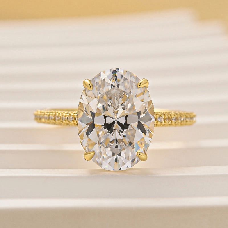 Classic 4.25Ct Oval Cut Engagement Ring With Hidden Halo In Sterling Silver Transparent Item Affordable Piece
