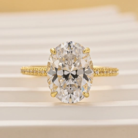 Secure Style Sophisticated Style Classic 4.25Ct Oval Cut Engagement Ring With Hidden Halo In Sterling Silver