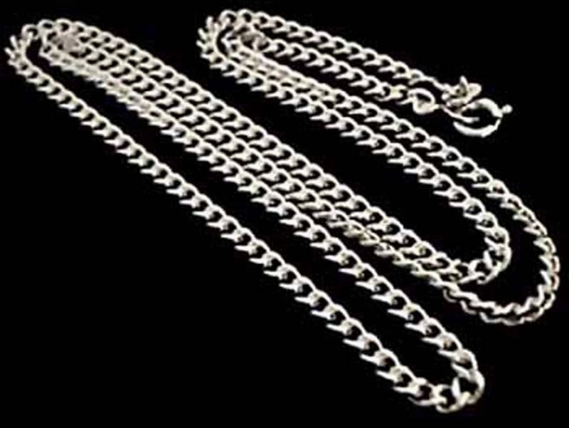 18" Thick Gauge Curb Link Chain, Sterling Natural Spark
